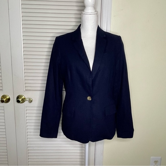 Adrienne Vittadini Blazer Jacket Women Size Medium Linen Blend Single Breasted - Picture 1 of 12